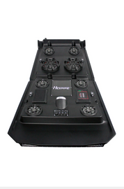 HOPPE stereo top 6 speakers with two subwoofers, showcasing a sleek audio system with multiple speaker units and subwoofer setup.