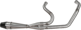 SAWICKI 2in1 Tc Softail Shorty brushed stainless steel exhaust pipe for Harley Softail motorcycles.