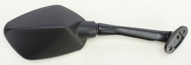 EMGO right motorcycle mirror with a black housing and reflective glass, mounted on a metal arm for handlebar attachment.