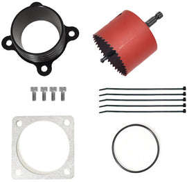 RIVA intake manifold upgrade kit for Yamaha watercraft, includes carb and fuel system components, black metal with polished accents.