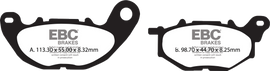 EBC Sfa705hh Double H Sintered Brake Pads for high-performance braking, shown with metal backing and friction material.
