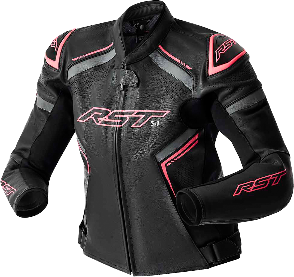 Womens S1 D3o Leather Jacket Blk/Flo Pink Xl