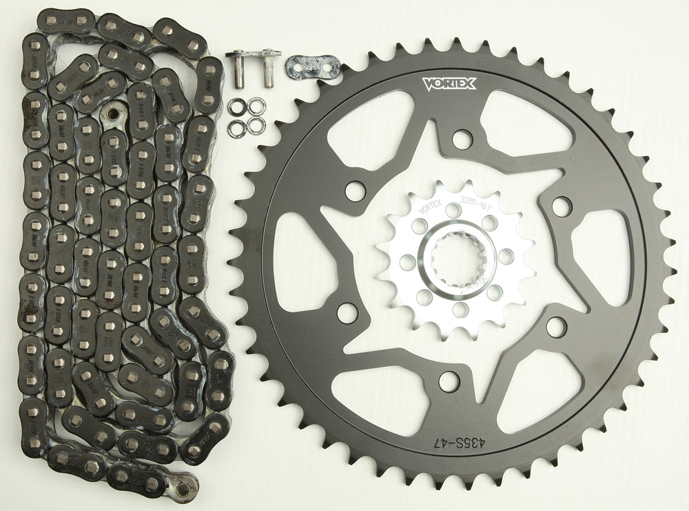 Sprocket/Chain Kit Stl/Stl 16/47t Sil Rx3 520 118l Blk