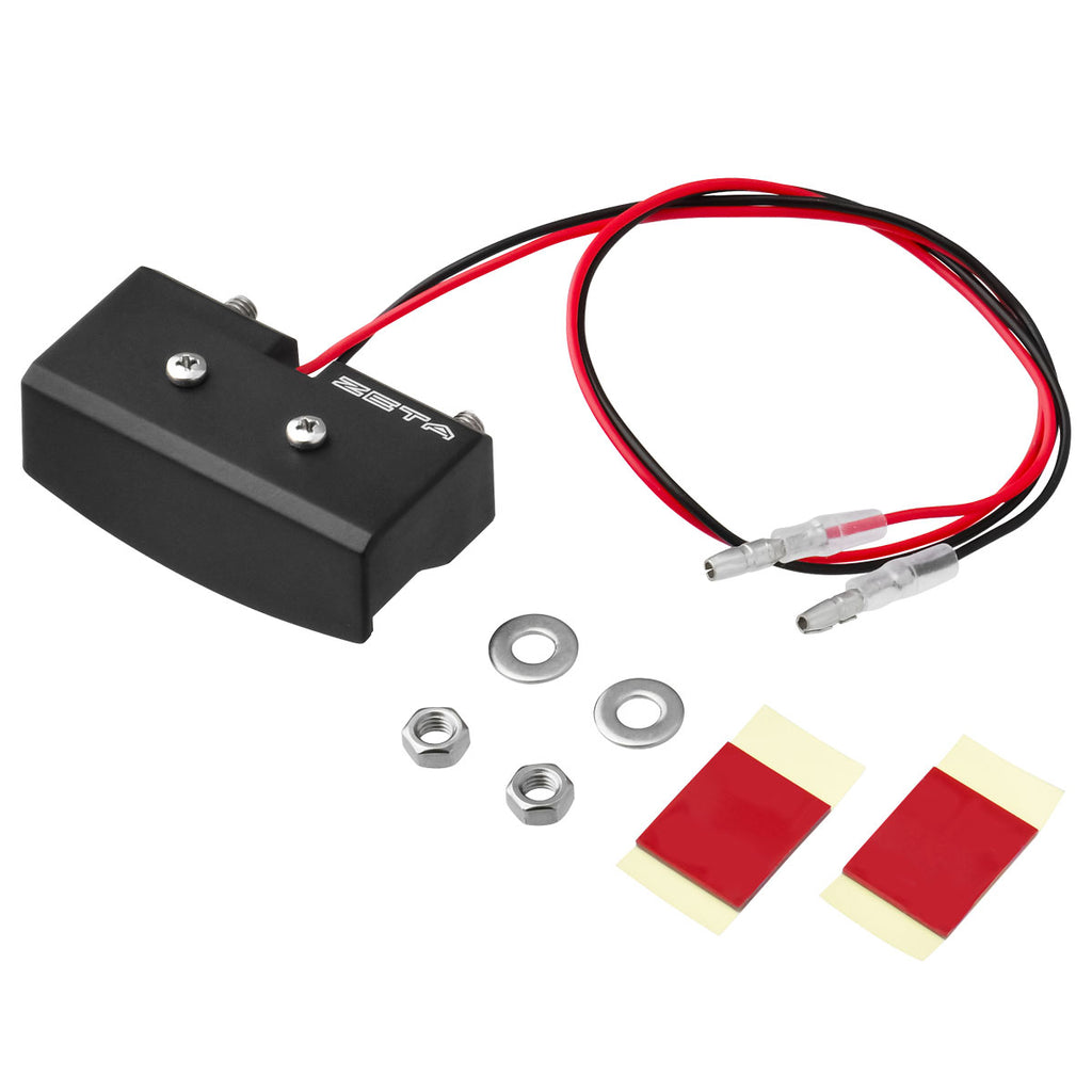 ZETA ZR45-3510 black compact license plate light for vehicle illumination, featuring a sleek design and easy installation.
