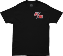 Load image into Gallery viewer, Black DBK Ap7 Holeshot Tee shirt in large size displayed with front view and crew neckline.
