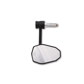 HIGHSIDER Victory X Rim Bar End Mirror with integrated turn signal in black, mounted on motorcycle handlebar.