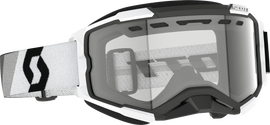 SCOTT Fury Snowcross Goggle in black and white with clear lens, designed for snow racing and winter sports eyewear.