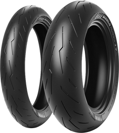 Rear PIRELLI Diablo Rosso IV motorcycle tire, 180/55ZR17 radial, featuring tread pattern suitable for sport riding.
