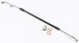 GALFER rear steel brake line for Kawasaki and Suzuki motorcycles, showing the durable braided steel cable with fittings.