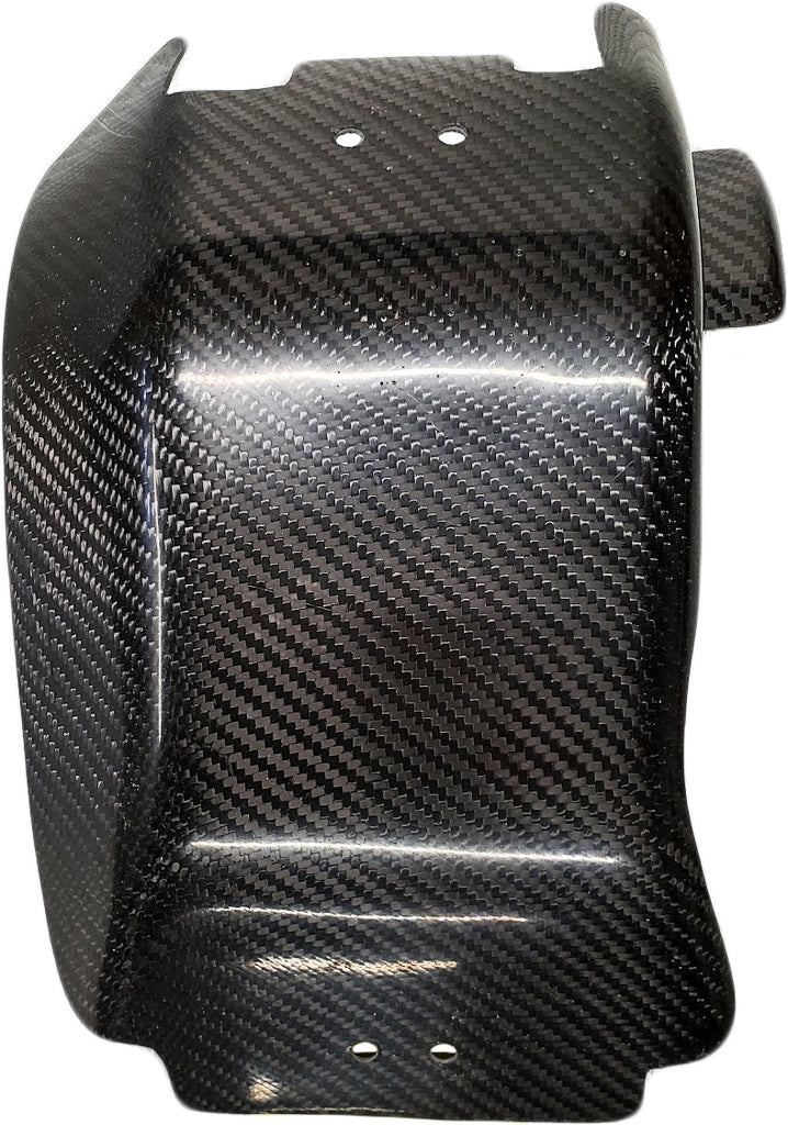 P3 brand carbon fiber skid plate guard for KTM and Husqvarna motorcycles, designed for durability and protection.