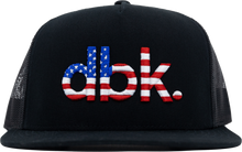 Load image into Gallery viewer, Basics Flag 2fifty Black Trucker Hat