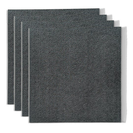DEI Boom Mat Acoustic Tiles 4 Pack, soundproofing foam tiles for vehicle or studio, showing textured black surface and interlocking edges.