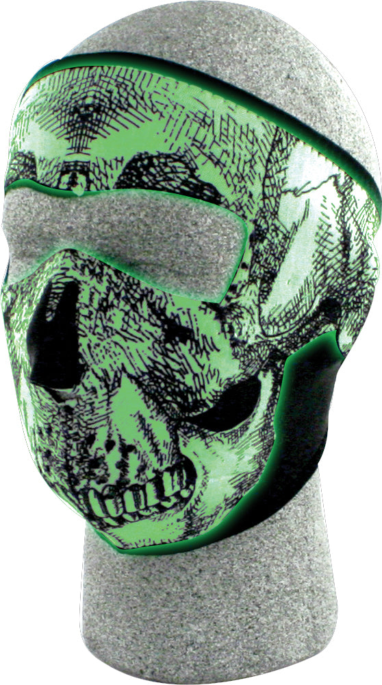 Full Face Mask Black/White Skull Glow