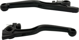 Black Nissin Apt motorcycle brake and clutch levers by POLISPORT, featuring ergonomic design and durable construction.