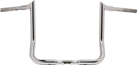 Chrome Baggernation 16-inch Monkey Bagger Bars for Harley FLH/Flt motorcycle handlebars with ergonomic design.