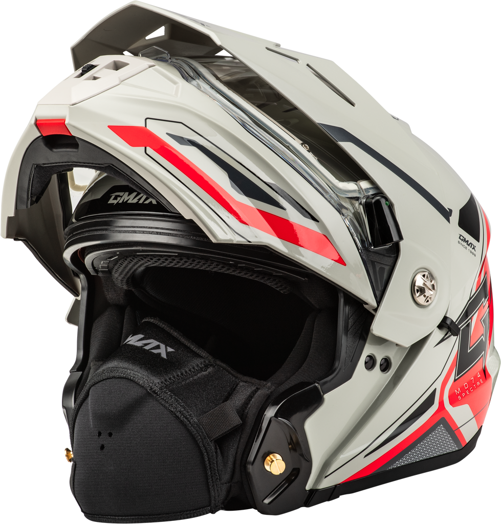Md 74s Spectre Snow Helmet W/ Electric Shield White/Red 3x