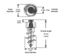 Load image into Gallery viewer, 15mm Standard Screw Studs Qty 100