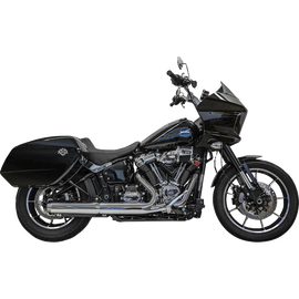 BASSANI 4-inch slip-on muffler baffle core in chrome for Harley Davidson Softails 2025-2026, shown installed on motorcycle.