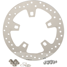 Load image into Gallery viewer, POLISHED STAINLESS STEEL DRILLED FRONT ROTORS 14-24 HARLEY BAGGERS (EACH) - The Speed Shop Canada