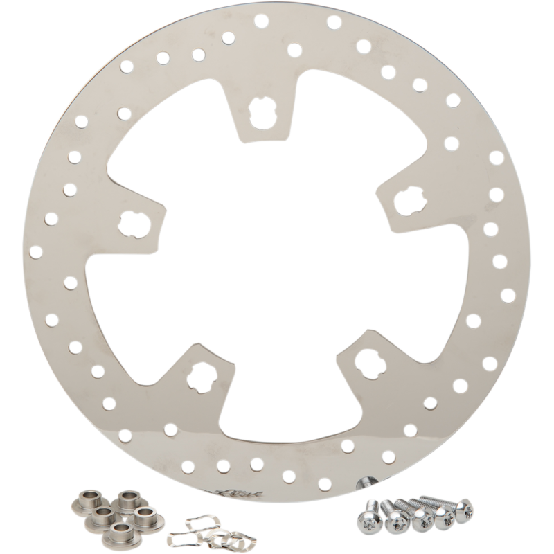 POLISHED STAINLESS STEEL DRILLED FRONT ROTORS 00-07 HARLEY BAGGERS - The Speed Shop Canada