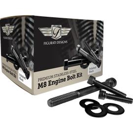 FIGURATI DESIGNS BLACK ENGINE BOLT KITS HARLEY DAVIDSON M8 17-25 - The Speed Shop Canada