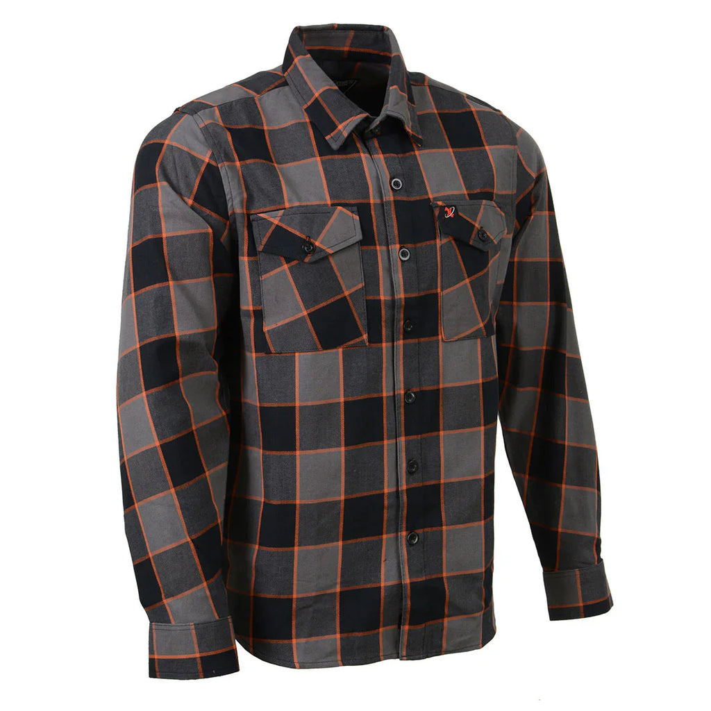 MILWAUKEE LEATHER GREY/ORANGE FLANNEL SHIRT - The Speed Shop Canada