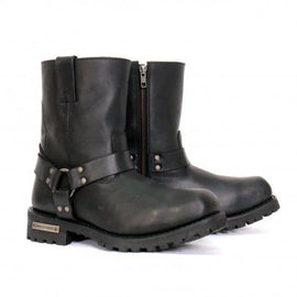 MILWAUKEE LEATHER MENS SHORT HARNESS BOOTS BLACK - The Speed Shop Canada