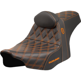 SADDLEMEN SDC PRO GRIPPER LS ORANGE WITH BACKREST 24-25 HARLEY BAGGERS - The Speed Shop Canada