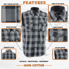 Load image into Gallery viewer, MILWAUKEE LEATHER SLEEVELESS BLK/GRY FLANNEL SHIRT - The Speed Shop Canada