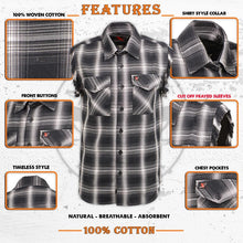 Load image into Gallery viewer, MILWAUKEE LEATHER SLEEVELESS BLK/WHT FRAYED FLANNEL SHIRT - The Speed Shop Canada