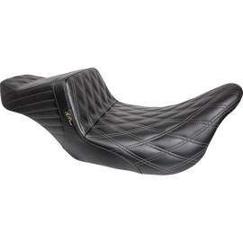 LEPARA TAILWHIP SEAT BLACK/CHESTNUT DIAMOND STITCH HARLEY BAGGERS 08-24 - The Speed Shop Canada