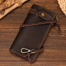 Load image into Gallery viewer, TRUCKER / BIKER LEATHER BROWN WHIP WALLET - The Speed Shop Canada