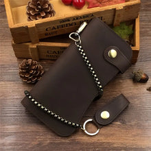 Load image into Gallery viewer, TRUCKER / BIKER LEATHER BROWN WALLET C/W CHAIN - The Speed Shop Canada