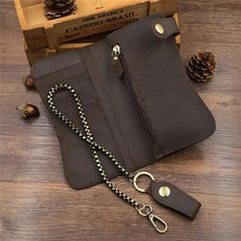 Load image into Gallery viewer, TRUCKER / BIKER LEATHER BROWN WALLET C/W CHAIN - The Speed Shop Canada