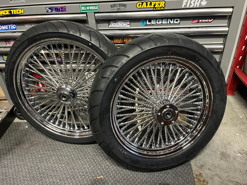 MAMMOTH TWISTED BIG SPOKE WHEEL PACKAGE CHROME HARLEY MODELS - The Speed Shop Canada
