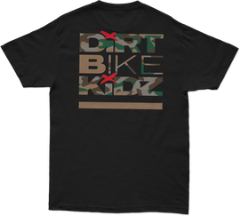 Black DBK Camo Shovels T-shirt in XL size featuring a camouflage shovel graphic on the front.