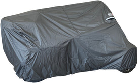 DOWCO full cover can storage cover protecting a metal can from dust and weather damage.