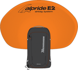 HIGHMARK Pro E2 25L avalanche rescue bag, black luggage with multiple compartments and adjustable straps for safety gear.