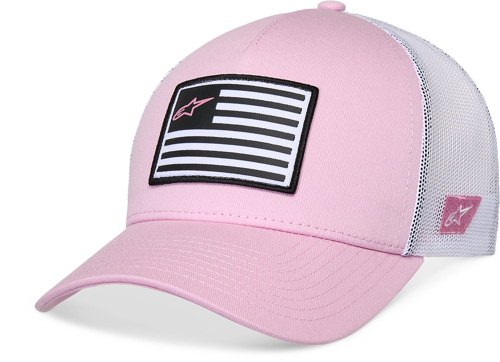 Flag Snapback Hat Pink/White