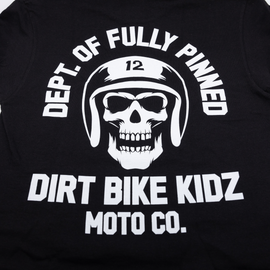 Black DBK Fully Pinned Tee shirt in medium size, displayed flat with visible pinned details and classic crew neck style.