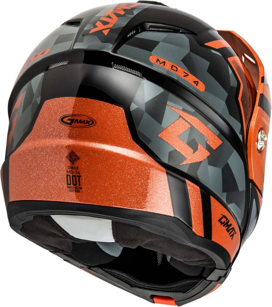 Md 74 Striker Modular Helmet W Smk Shield Blk/Gry/Or Mtlc Xs
