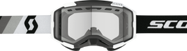SCOTT Fury Snowcross Goggle in black and white with clear lens, designed for snowcross racing eyewear with a sleek, sporty look.