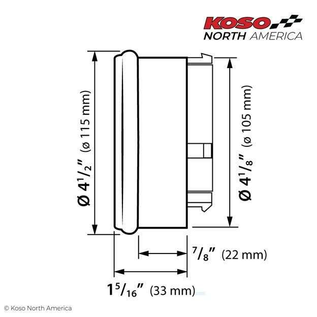 Koso Hd 05 4.5" Gauge Chrome Bezel, Pre Canbus