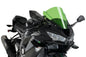 Black PUIG Sport Side Spoilers for Kawasaki motorcycle, body-mounted aerodynamic accessories with sleek design.