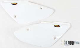 White MAIER body side panels for motorcycle, showing smooth, glossy finish and precise fit on the vehicle.