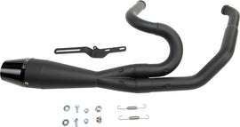 SAWICKI 2in1 M8 Flt Shorty black exhaust with compact design and metal construction, mounted on a motorcycle or vehicle.