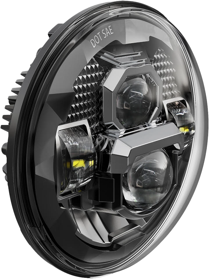 7" Led Headlight Rugged Ultra View Black