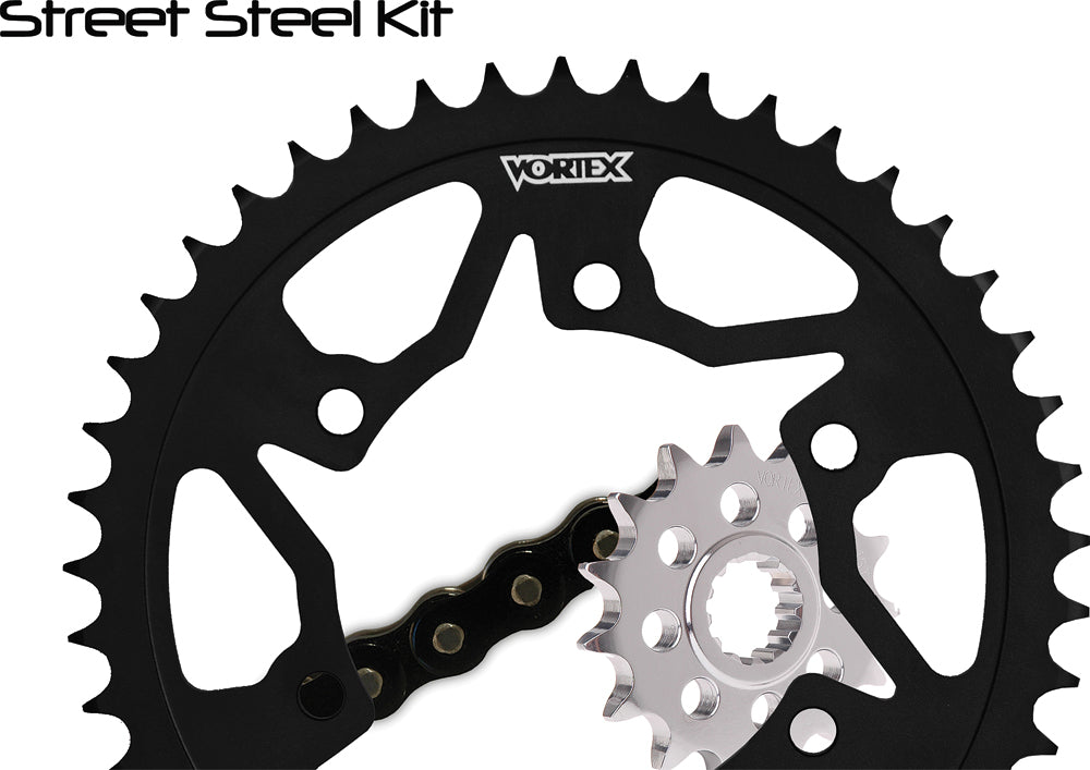 Sprocket/Chain Kit Stl/Stl 16/45t Sil Sx3 525 108l Blk