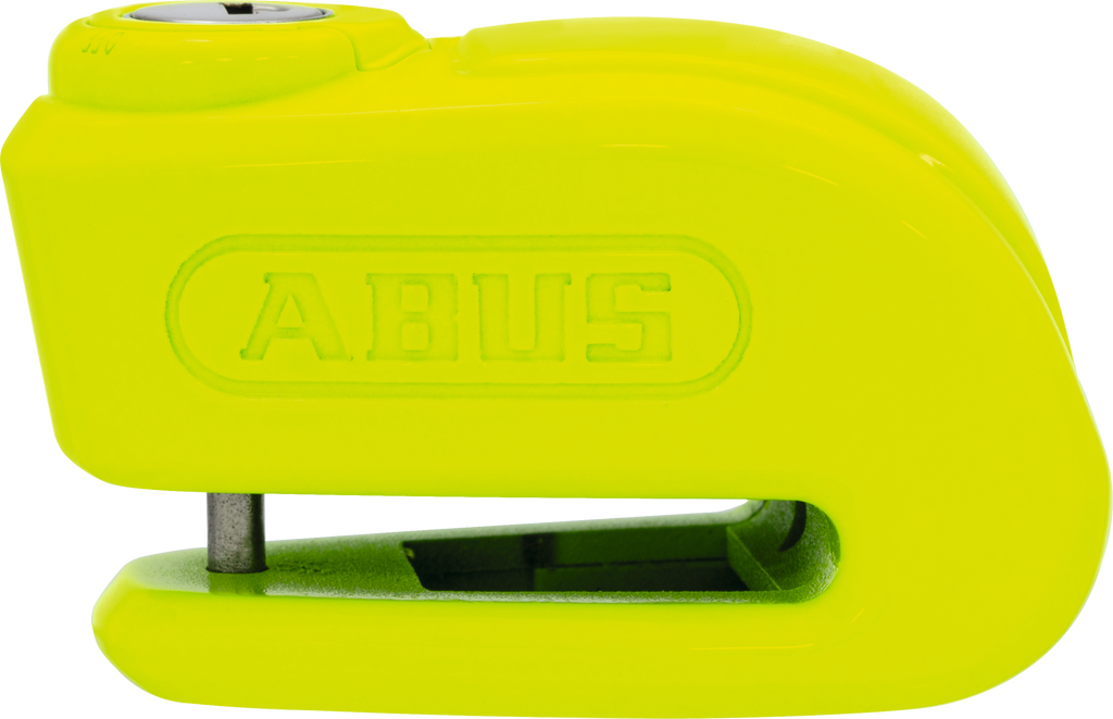 ABUS 365a Trigger Alarm 2.0 in yellow, a compact security alarm device with a bright yellow exterior and control buttons.