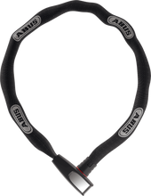 Load image into Gallery viewer, Abus 8807k security chain lock, 110cm length, heavy-duty chain with lock for bike or property security in black and silver.